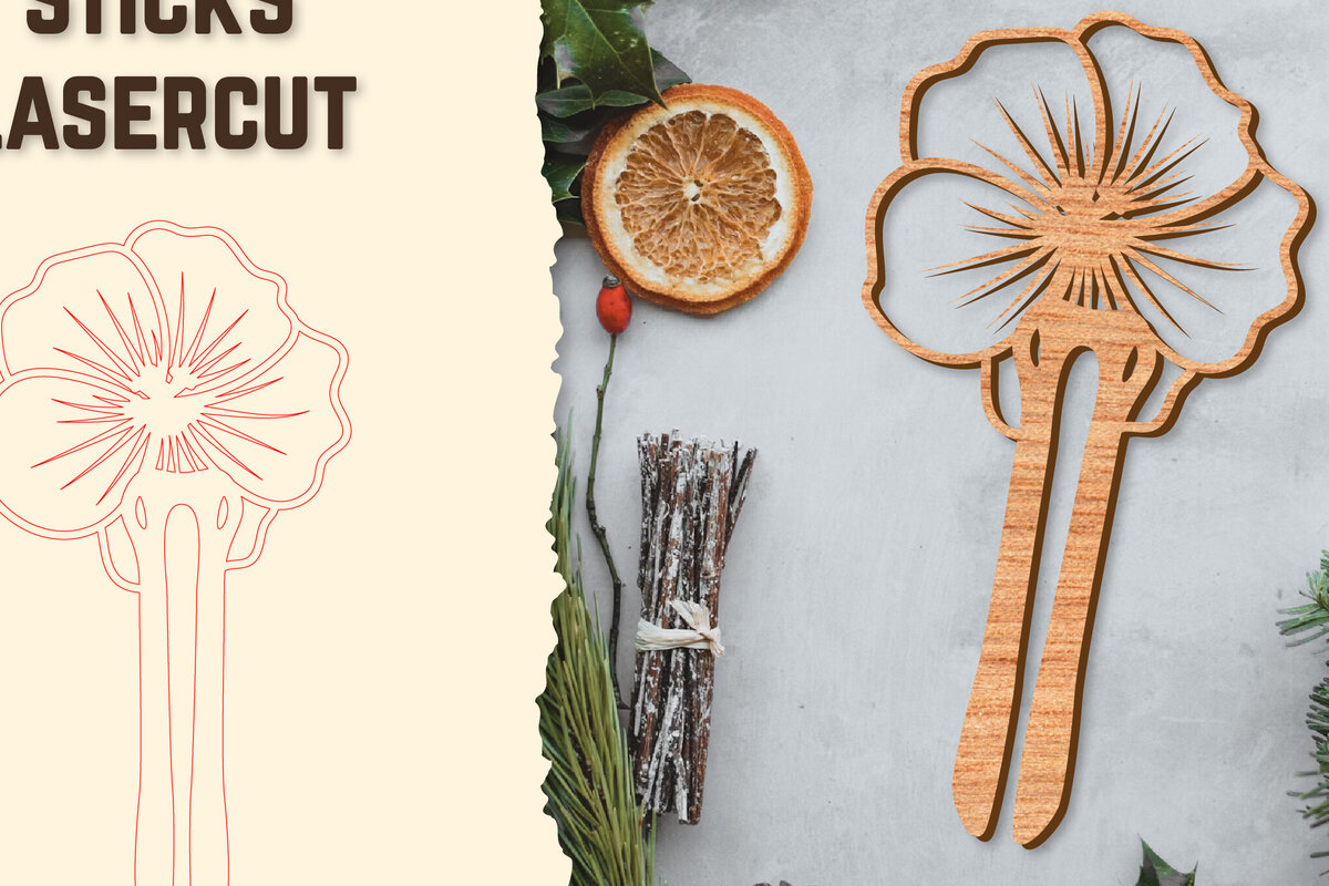 Intra απο ξύλο plywood  Χρώμα wenge 3mm-4mm πάχος - Στικς μαλλιών Floral κούρεμα με λέιζερ Δίασταση 30x20 cm INTRAFABR-70367788