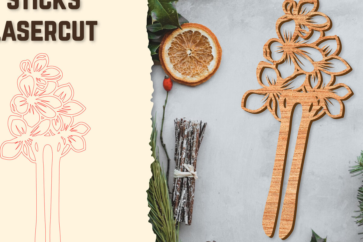 Intra απο ξύλο plywood  Χρώμα wenge 3mm-4mm πάχος - Στικς μαλλιών Floral κούρεμα με λέιζερ Δίασταση 30x20 cm INTRAFABR-35954459