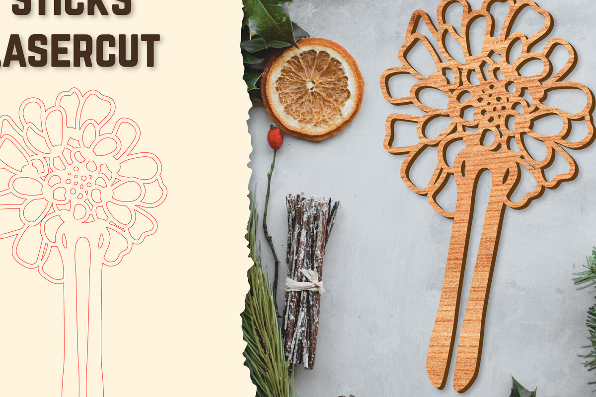 Intra απο ξύλο plywood  Χρώμα wenge 3mm-4mm πάχος - Στικς μαλλιών Floral κούρεμα με λέιζερ Δίασταση 30x20 cm INTRAFABR-123828238