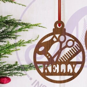 Intra απο ξύλο plywood  Χρώμα wenge 3mm-4mm πάχος - Χριστουγεννιάτικο Στολίδι Κομμωτηρίου Laser Δίασταση 6x6 cm INTRAFABR-123828472