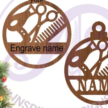 Intra απο ξύλο plywood  Χρώμα wenge 3mm-4mm πάχος - Χριστουγεννιάτικο Στολίδι Κομμωτηρίου Laser Δίασταση 6x6 cm INTRAFABR-123828472 - Image 2