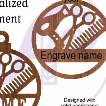 Intra απο ξύλο plywood  Χρώμα wenge 3mm-4mm πάχος - Χριστουγεννιάτικο Στολίδι Κομμωτηρίου Laser Δίασταση 6x6 cm INTRAFABR-123828472 - Image 3