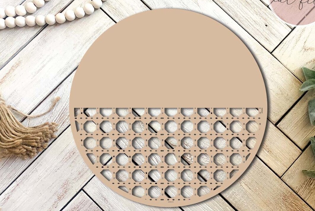 Intra απο ξύλο plywood  Χρώμα wenge 3mm-4mm πάχος - Half Circle Frame , Rattan Laser Δίασταση 20x25 cm INTRAFABR-123828551