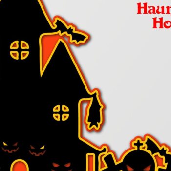 Intra απο ξύλο plywood  Χρώμα wenge 3mm-4mm πάχος - Halloween 3D Haunted House #2 Δίασταση 40x50 cm INTRAFABR-18082421 - Image 1