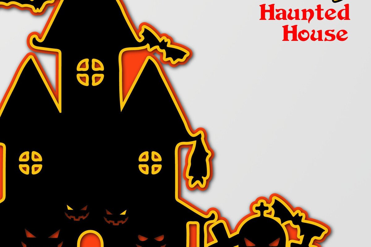 Intra απο ξύλο plywood  Χρώμα wenge 3mm-4mm πάχος - Halloween 3D Haunted House #2 Δίασταση 40x50 cm INTRAFABR-18082421