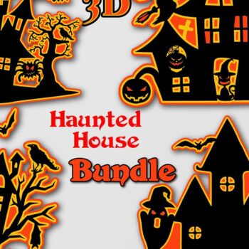 Intra απο ξύλο plywood  Χρώμα wenge 3mm-4mm πάχος - Πακέτο 3D Haunted House Halloween Δίασταση 40x50 cm INTRAFABR-17658111 - Image 1