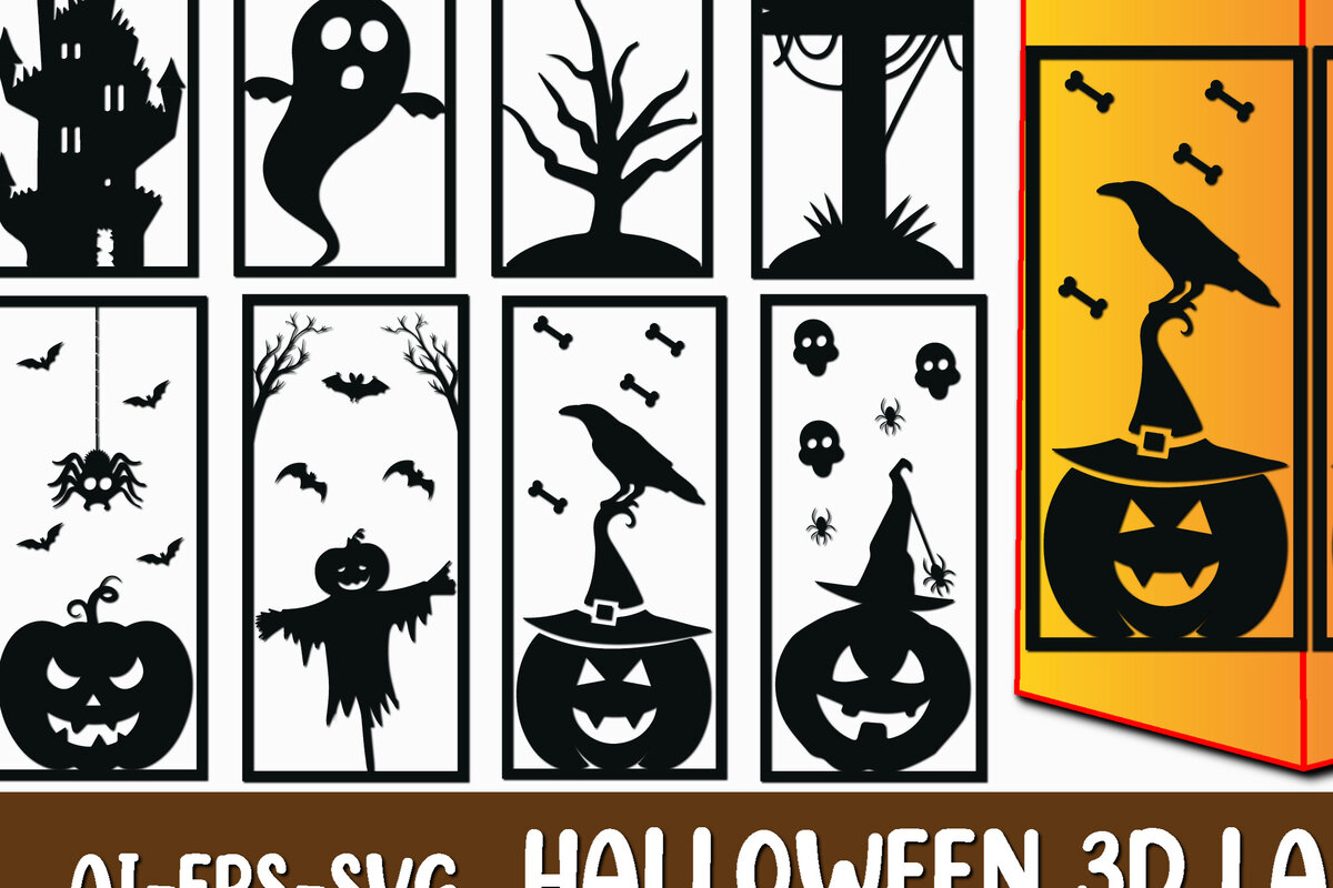 Intra απο ξύλο plywood  Χρώμα wenge 3mm-4mm πάχος - Πακέτο 3D Lantern για Halloween Δίασταση 15x15 cm INTRAFABR-35519670