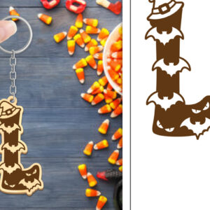 Intra απο ξύλο plywood  Χρώμα wenge 3mm-4mm πάχος - με μπρελόκ Halloween Aphabet Δίασταση 4x4 cm INTRAFABR-17728443