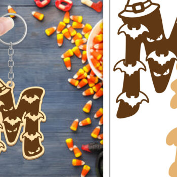 Intra απο ξύλο plywood Χρώμα wenge 3mm-4mm πάχος - με μπρελόκ Halloween Aphabet Δίασταση 4x4 cm INTRAFABR-17728457 - Image 1