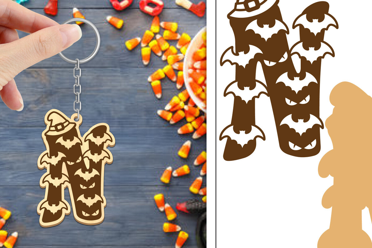 Intra απο ξύλο plywood  Χρώμα wenge 3mm-4mm πάχος - με μπρελόκ Halloween Aphabet Δίασταση 4x4 cm INTRAFABR-17728467