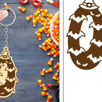 Intra απο ξύλο plywood Χρώμα wenge 3mm-4mm πάχος - με μπρελόκ Halloween Aphabet Δίασταση 4x4 cm INTRAFABR-17728473 - Image 1