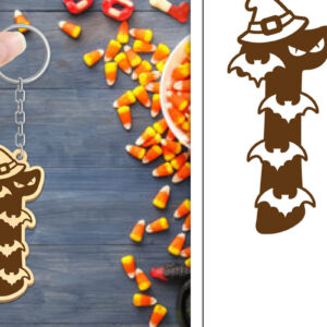 Intra απο ξύλο plywood  Χρώμα wenge 3mm-4mm πάχος - με μπρελόκ Halloween Aphabet Δίασταση 4x4 cm INTRAFABR-17728369