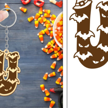 Intra απο ξύλο plywood Χρώμα wenge 3mm-4mm πάχος - με μπρελόκ Halloween Aphabet Δίασταση 4x4 cm INTRAFABR-17728383 - Image 1