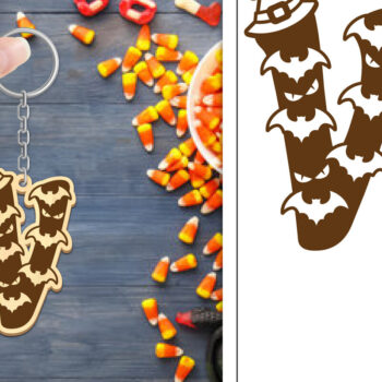 Intra απο ξύλο plywood Χρώμα wenge 3mm-4mm πάχος - με μπρελόκ Halloween Aphabet Δίασταση 4x4 cm INTRAFABR-17728392 - Image 1