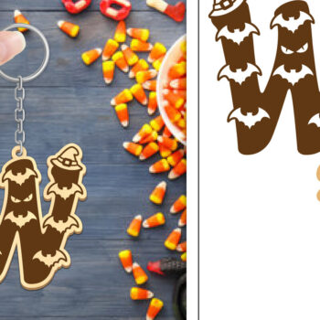 Intra απο ξύλο plywood Χρώμα wenge 3mm-4mm πάχος - με μπρελόκ Halloween Aphabet Δίασταση 4x4 cm INTRAFABR-17728421 - Image 1