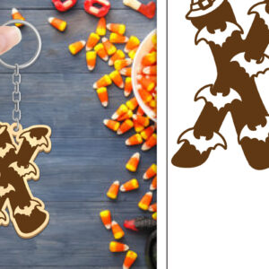 Intra απο ξύλο plywood  Χρώμα wenge 3mm-4mm πάχος - με μπρελόκ Halloween Aphabet Δίασταση 4x4 cm INTRAFABR-14989331