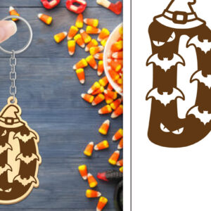 Intra απο ξύλο plywood  Χρώμα wenge 3mm-4mm πάχος - με μπρελόκ Halloween Aphabet Δίασταση 4x4 cm INTRAFABR-21985316