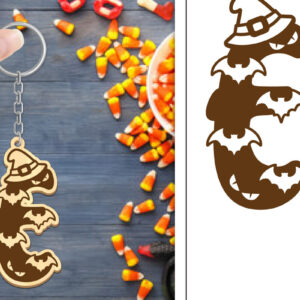 Intra απο ξύλο plywood  Χρώμα wenge 3mm-4mm πάχος - με μπρελόκ Halloween Aphabet Δίασταση 4x4 cm INTRAFABR-21985154