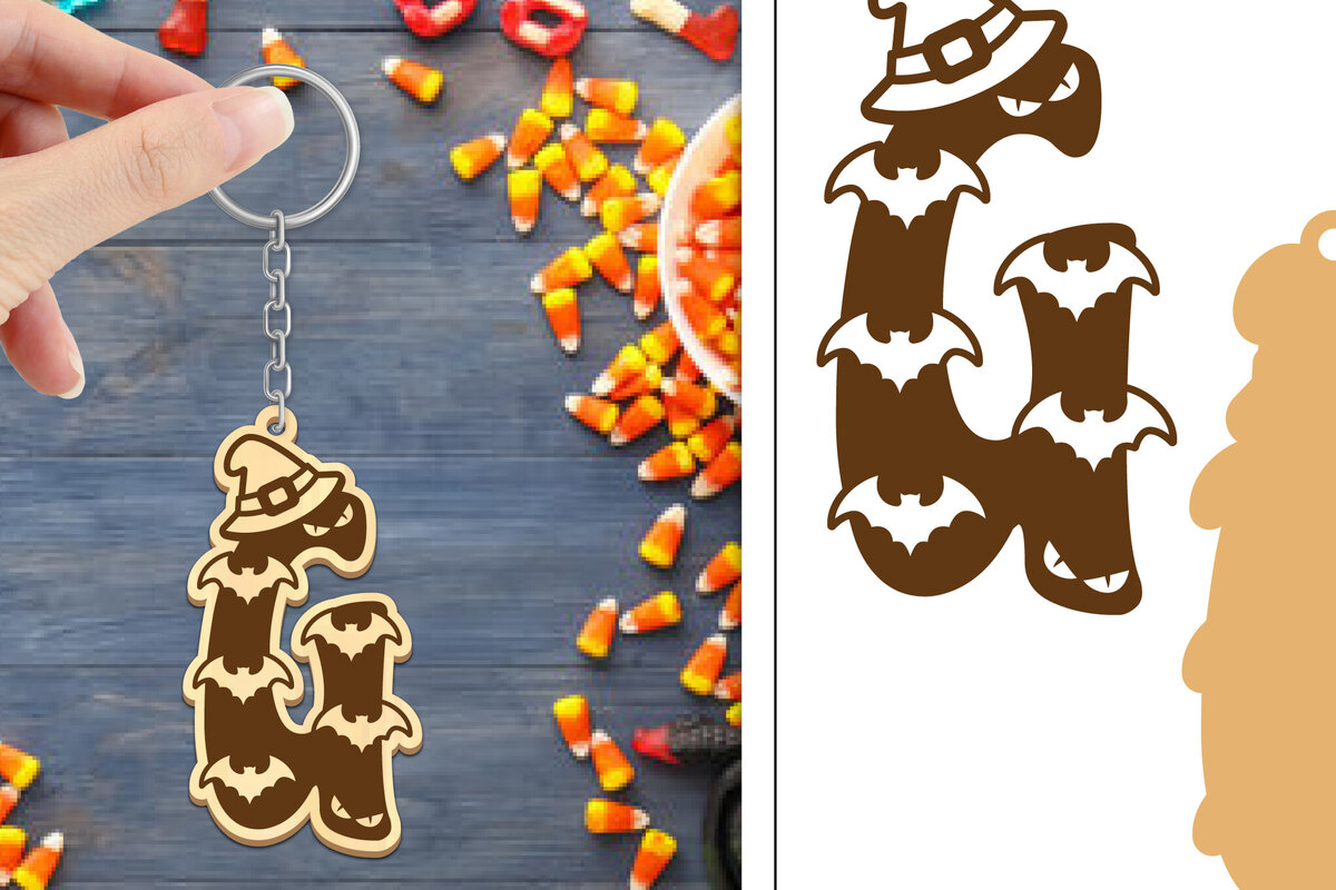 Intra απο ξύλο plywood  Χρώμα wenge 3mm-4mm πάχος - με μπρελόκ Halloween Aphabet Δίασταση 4x4 cm INTRAFABR-21986634