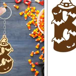 Intra απο ξύλο plywood  Χρώμα wenge 3mm-4mm πάχος - με μπρελόκ Halloween Aphabet Δίασταση 4x4 cm INTRAFABR-16840016