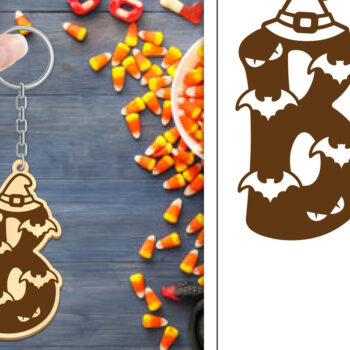 Intra απο ξύλο plywood Χρώμα wenge 3mm-4mm πάχος - με μπρελόκ Halloween Aphabet Δίασταση 4x4 cm INTRAFABR-16840016 - Image 1