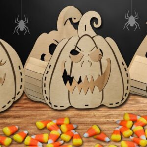 Intra απο ξύλο plywood  Χρώμα wenge 3mm-4mm πάχος - Αποκριάτικα καλάθια κοπής με λέιζερ Δίασταση 15x15 cm INTRAFABR-16073308