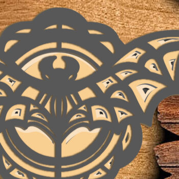 Intra απο ξύλο plywood  Χρώμα wenge 3mm-4mm πάχος - Halloween Bat 3D Layered/Bat Cut Δίασταση 15x15 cm INTRAFABR-20538298 - Image 1