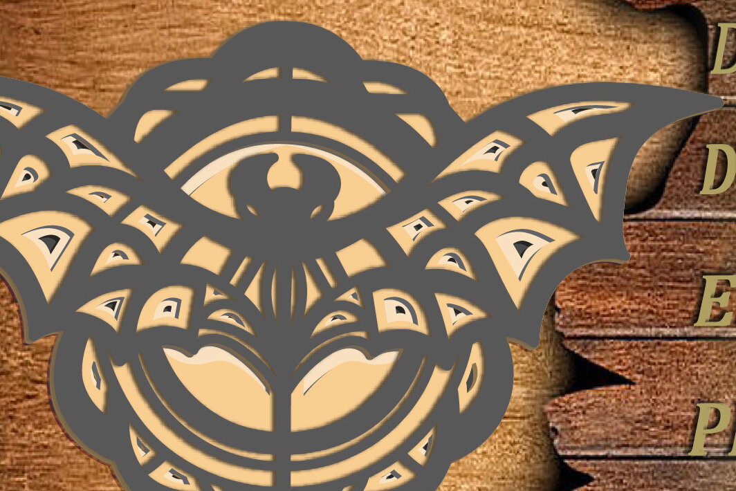 Intra απο ξύλο plywood  Χρώμα wenge 3mm-4mm πάχος - Halloween Bat 3D Layered/Bat Cut Δίασταση 15x15 cm INTRAFABR-20538298