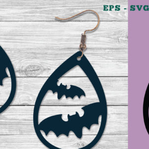 Intra απο ξύλο plywood  Χρώμα wenge 3mm-4mm πάχος - Σκουλαρίκια με νυχτερίδες αποκριών Δίασταση 3x3 cm INTRAFABR-16859627