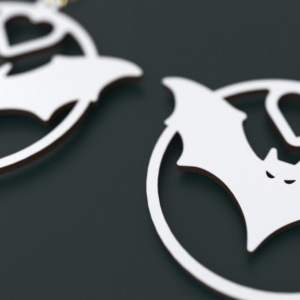 Intra απο ξύλο plywood  Χρώμα wenge 3mm-4mm πάχος - Σκουλαρίκια καρδιές αποκριάτικων νυχτερίδων, χάρτινο κομμένο Δίασταση 3x3 cm INTRAFABR-17190950