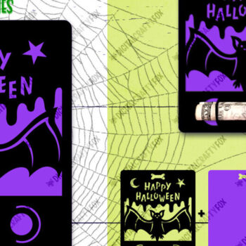 Intra απο ξύλο plywood  Χρώμα wenge 3mm-4mm πάχος - Halloween Bat Money Card Δίασταση 4x5 cm INTRAFABR-36773488 - Image 1