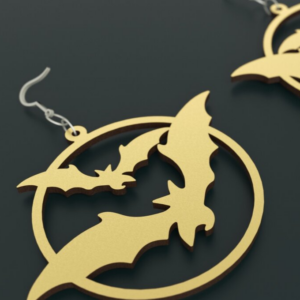 Intra απο ξύλο plywood  Χρώμα wenge 3mm-4mm πάχος - Σκουλαρίκια φεγγαριού απόκριες νυχτερίδας | Κοπή χαρτιού Δίασταση 3x3 cm INTRAFABR-18082456