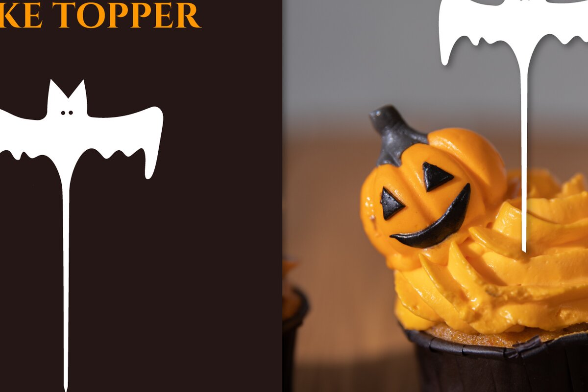 Intra απο ξύλο plywood  Χρώμα wenge 3mm-4mm πάχος - Halloween Bat Topper Δίασταση 15x15 cm INTRAFABR-15727614