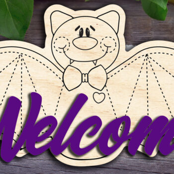 Intra απο ξύλο plywood  Χρώμα wenge 3mm-4mm πάχος - Σημάδι καλωσορίσματος αποκριών νυχτερίδας Δίασταση 20x20 cm INTRAFABR-15697946 - Image 1