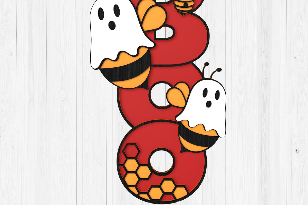 Intra απο ξύλο plywood  Χρώμα wenge 3mm-4mm πάχος - Σήμα Halloween Bee BOO, έτοιμο με λέιζερ Δίασταση 15x15 cm INTRAFABR-22479629