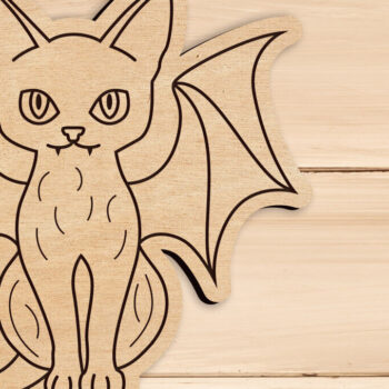 Intra απο ξύλο plywood Χρώμα wenge 3mm-4mm πάχος - Halloween Black Cat, Laser Egraving Δίασταση 15x15 cm INTRAFABR-22965219 - Image 1