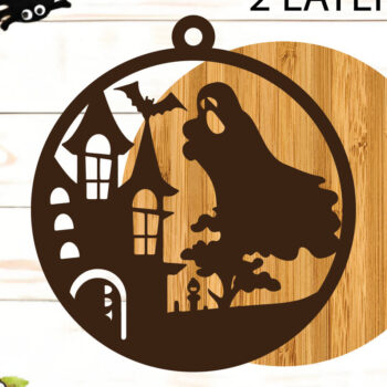 Intra απο ξύλο plywood Χρώμα wenge 3mm-4mm πάχος - Κρεμαστή πινακίδα Halloween Boo Δίασταση 15x15 cm INTRAFABR-17663417 - Image 2