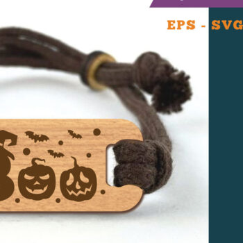 Intra απο ξύλο plywood  Χρώμα wenge 3mm-4mm πάχος - Βραχιόλι Halloween Boo 3 Δίασταση 4x4 cm INTRAFABR-15330627 - Image 1