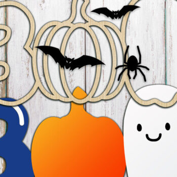 Intra απο ξύλο plywood  Χρώμα wenge 3mm-4mm πάχος - Αρχεία λέιζερ Halloween Boo Δίασταση 6x6 cm INTRAFABR-15329861 - Image 2