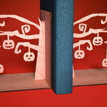 Intra απο ξύλο plywood  Χρώμα wenge 3mm-4mm πάχος - Halloween Bookend | Στοιχειωμένος Δίασταση 15x15 cm INTRAFABR-15096103 - Image 1