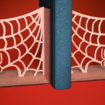 Intra απο ξύλο plywood  Χρώμα wenge 3mm-4mm πάχος - Halloween Bookend | Στοιχειωμένος Δίασταση 15x15 cm INTRAFABR-15949968 - Image 1