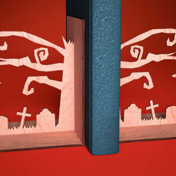 Intra απο ξύλο plywood  Χρώμα wenge 3mm-4mm πάχος - Halloween Bookend | Στοιχειωμένος Δίασταση 15x15 cm INTRAFABR-14690068 - Image 4