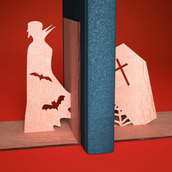 Intra απο ξύλο plywood  Χρώμα wenge 3mm-4mm πάχος - Halloween Bookend | Στοιχειωμένος Δίασταση 15x15 cm INTRAFABR-14690068 - Image 11