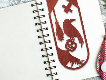 Intra απο ξύλο plywood Χρώμα wenge 3mm-4mm πάχος - Δέσμη σελιδοδείκτη Halloween Δίασταση 4x4 cm INTRAFABR-15497501 - Image 4