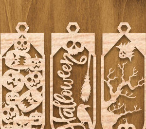 Intra απο ξύλο plywood  Χρώμα wenge 3mm-4mm πάχος - Δέσμη σελιδοδείκτη Halloween Δίασταση 4x4 cm INTRAFABR-14408550