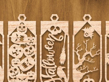 Intra απο ξύλο plywood  Χρώμα wenge 3mm-4mm πάχος - Δέσμη σελιδοδείκτη Halloween Δίασταση 4x4 cm INTRAFABR-14408550 - Image 1