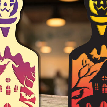 Intra απο ξύλο plywood Χρώμα wenge 3mm-4mm πάχος - Δέσμη Bottle Halloween Δίασταση 15x15 cm INTRAFABR-15097273 - Image 2