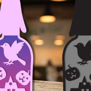 Intra απο ξύλο plywood  Χρώμα wenge 3mm-4mm πάχος - αποκοπής για Halloween Bottle Laser Δίασταση 15x15 cm INTRAFABR-76211479