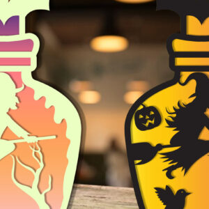 Intra απο ξύλο plywood  Χρώμα wenge 3mm-4mm πάχος - αποκοπής για Halloween Bottle Laser Δίασταση 15x15 cm INTRAFABR-76211804