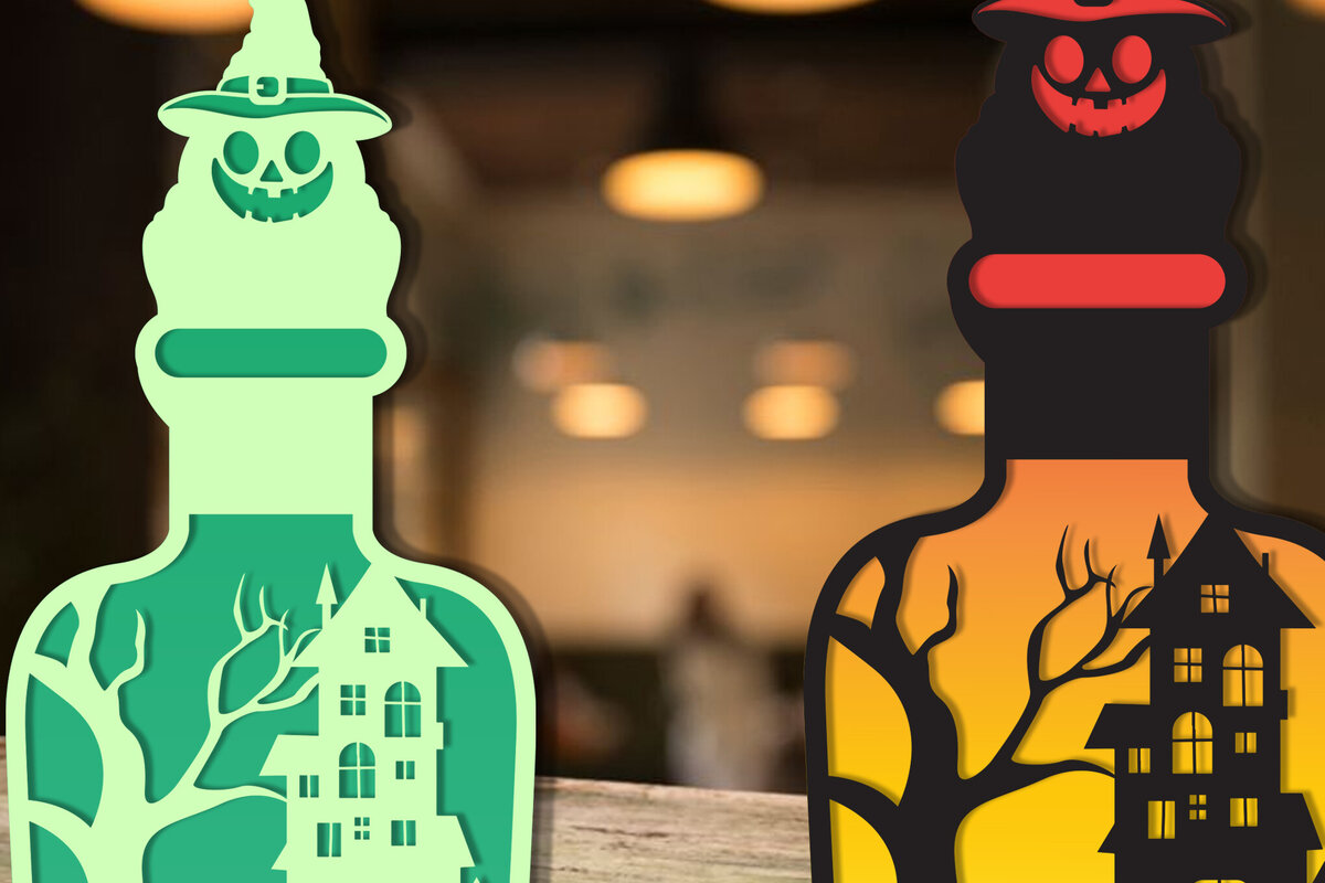 Intra απο ξύλο plywood  Χρώμα wenge 3mm-4mm πάχος - αποκοπής για Halloween Bottle Laser Δίασταση 15x15 cm INTRAFABR-76212031